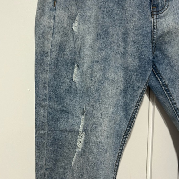 High Rise Blue Distressed Jeans - Picture 6 of 9